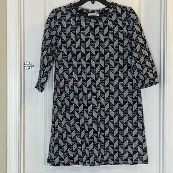 Zara Trafaluc Geometric Knit Shift Dress Size Large - Picture 1 of 9